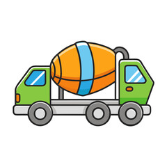 Illustration of a colorful bright truck on a white background

