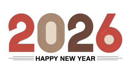 Happy New Year 2026 Typography: A festive typography design proclaims Happy New Year 2026, using stylized fonts and colors, conveying a sense of optimism and celebration. 