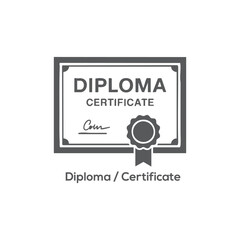 Diploma Certificate Icon Vector Symbol of Graduation, Academic Achievement, University Degree, and Official Document Outline
