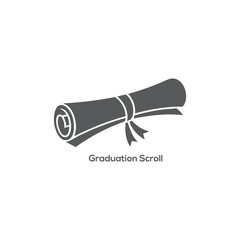 Graduation Scroll Icon Vector Symbol of Diploma, Certificate, Academic Achievement, Success, and University Degree Document