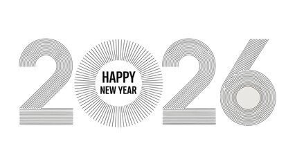 New Year Celebration 2026: A modern, minimalist design celebrates the dawn of 2026 with a bold, graphic aesthetic and a message of hope.