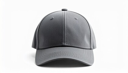 Fototapeta premium Plain Gray Baseball Cap – Casual Headwear with Curved Brim and Structured Crown