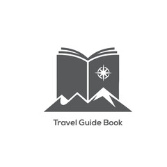 Travel Guide Book Icon Vector Symbol of Navigation, Mountain Adventure, Compass Direction, Tourism Planning, and Exploration