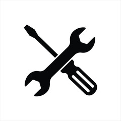 Crossed screwdriver and wrench icon for repair and maintenance services