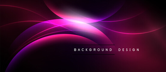 Abstract background features flowing curves, vibrant pinks, deep purples. Modern design evokes energy, motion, sleekness. Text reads background design.