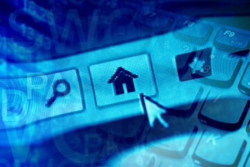 House icon and cursor. Macro image.