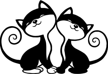 black and white cats design illustration 