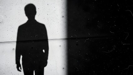 Abstract Shadow on Wall Symbolizing Emotional Struggle