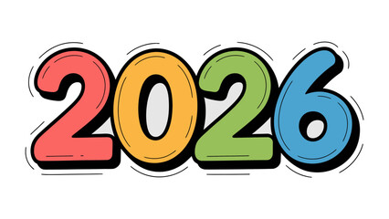 Year 2026: A vibrant and colorful depiction of the year 2026, presented with a playful and eye-catching design, symbolizing the passage of time and the promise of the future.