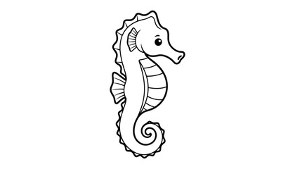 Fototapeta premium Cute outline seahorse drawing for kids and coloring books
