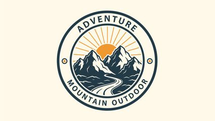 Vintage Mountain Adventure Outdoor Logo Design - Hiking, Travel, & Camping Brand Identity