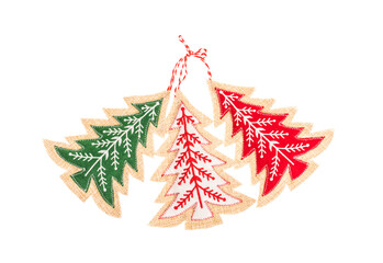 shape of pine tree christmas decoration isolated on white background
