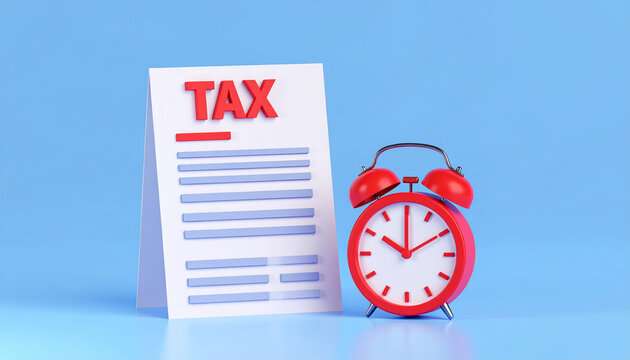 Tax season finance business money accounting budget economy financial planning urgent tax deadline concept with alarm clock and document evoking - Powered by Adobe