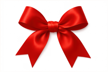 Red ribbon bow decorating a holiday present