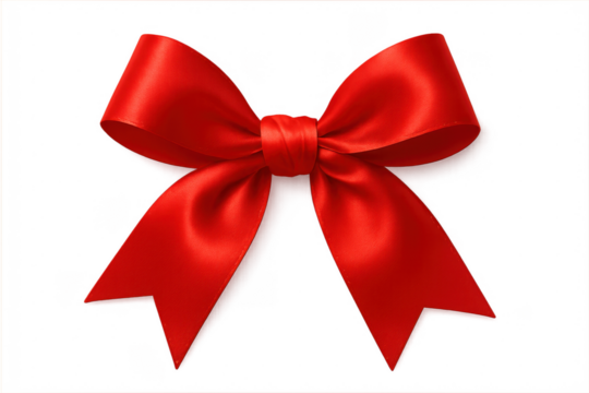 Red ribbon bow decorating a holiday present