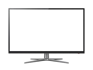 Modern black TV screen PNG isolated on transparent background, television set mockup for advertising and product placement