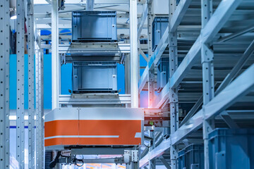 Automation in the warehouse controls a robot loader Robots sort and move boxes