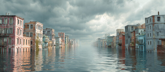 flooded in urban city