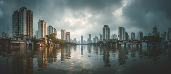 flooded in urban city