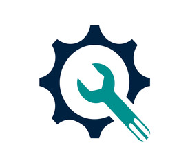 Wrench and gear logo template icons
