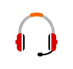 Headphones with microphone, headset icon. Support, Call center