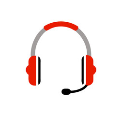 Headphones with microphone, headset icon. Support, Call center