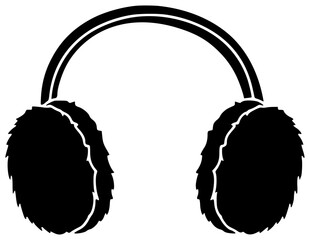 winter illustration headset silhouette music logo young icon lifestyle outline people headphones earphones happy person technology wireless song fun shape white vector graphic background