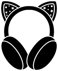 winter illustration headset silhouette music logo young icon lifestyle outline people headphones earphones happy person technology wireless song fun shape white vector graphic background