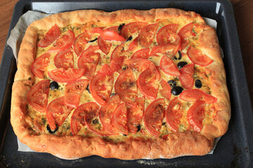 fresh delicious and well-baked pizza