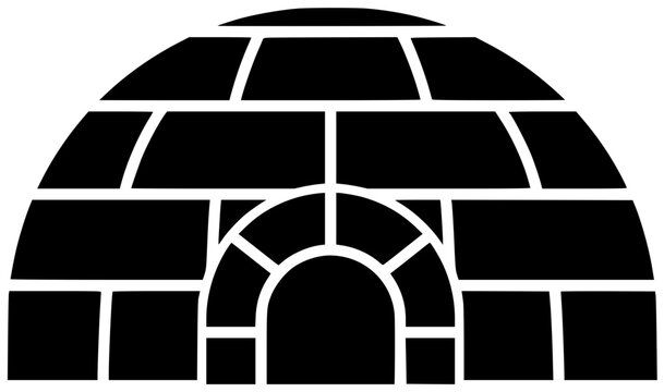 house illustration igloo silhouette winter logo snow icon nature outline ice landscape cold sky dome arctic shelter white north shape for vector graphic background