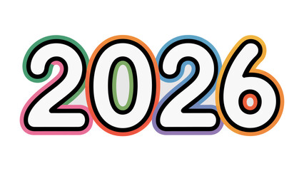 2026: A vibrant and colorful visual representation of the year 2026, ideal for conceptual projects focusing on future events and predictions. 