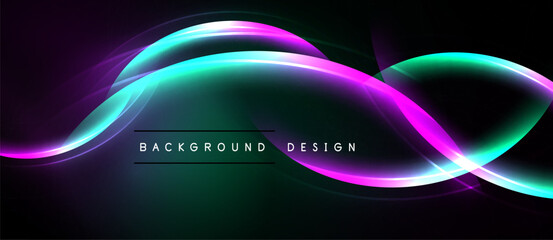 Abstract flowing lines, vibrant colors, dark background. Modern design element, suitable for digital projects. Smooth gradients create dynamic visual impact.