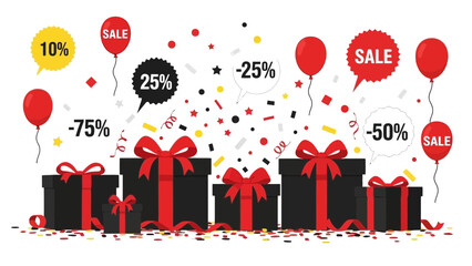 Score Unbeatable Deals Black Friday Cyber Monday Sale Excitement with Gift Boxes and Balloons Ready for Your Next Promotion Originally a Scalable Graphic