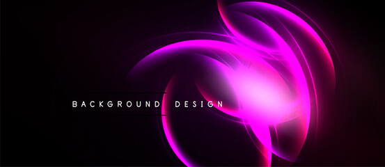 Abstract pink glowing lines over black background. Modern design element, dynamic composition, vibrant energy.