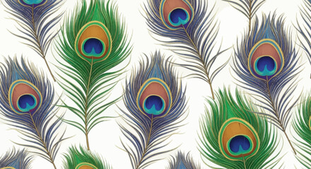 Vibrant Peacock Feather Pattern Showcasing Rich Colors and Elegant Design
