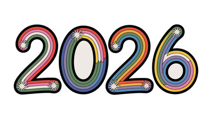 2026 Rainbow Colors: The vibrant digits of 2026, crafted with a spectrum of rainbow hues, creating a visually striking and optimistic image.