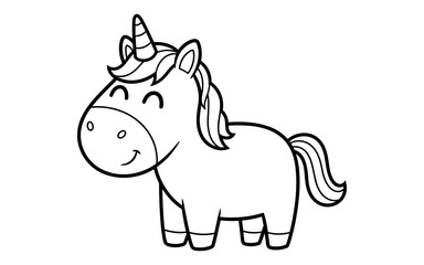 Fototapeta premium Cute cartoon unicorn outline for kids' coloring fun