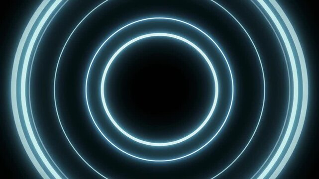 A solid black background, a circular line glowing and pulsing rhythmically