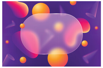 Abstract background with vibrant flowing liquid blobs and geometric shapes in purple and pink hues