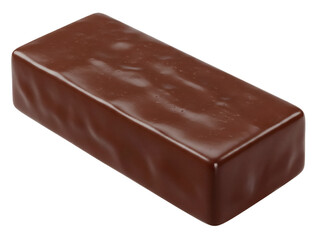 Rectangular chocolate candy isolated PNG, glossy brown sweet treat for confectionery designs on transparent background
