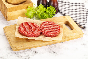 Raw beef  burger cutlet for grill