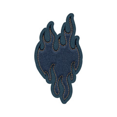 Denim Flame Embroidered Patch