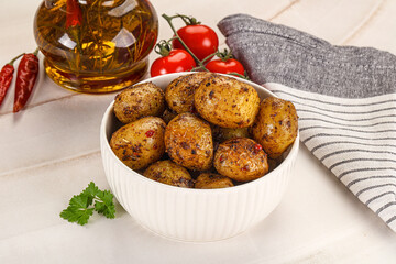 Baked mini potato with herbs