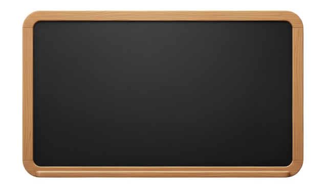 Blank rectangular chalkboard with wooden frame on transparent background for text - Powered by Adobe