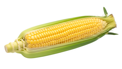 Fresh corn on the cob with husk isolated on achangeable background