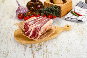 Raw beef ribs for cooking