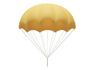 Yellow parachute PNG isolated on transparent background, skydiving equipment for sports and recreation
