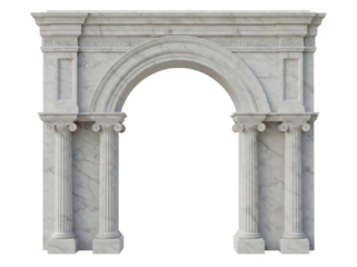 Elegant marble archway PNG isolated on transparent background, architectural element for design projects and historical presentations