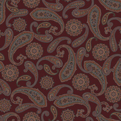 Elegant, seamlessly continuous paisley pattern,