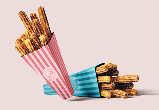 Two Churro Cones Packaging Mockup
